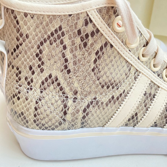 Adidas platform sneakers hi tops sneakers snake skin upper beige white sz 8 new - Picture 6 of 12